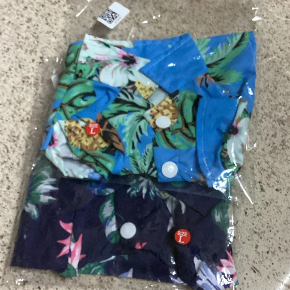 Tropical Floral Cat Shirt - Blue and Black